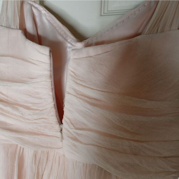 Amsale 12 Dusty Pink Party/Coctail 100% Silk Chiffon Lined Formal Mini Dress - Picture 8 of 10
